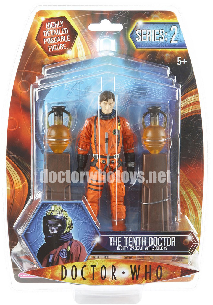 The Tenth Doctor in Dirty Spacesuit with 2 Obelisks