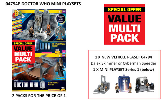 Character Building Value Multi Packs Offer on Dalek Skimmer and Cyberman Speeder Mini Vehicle Sets